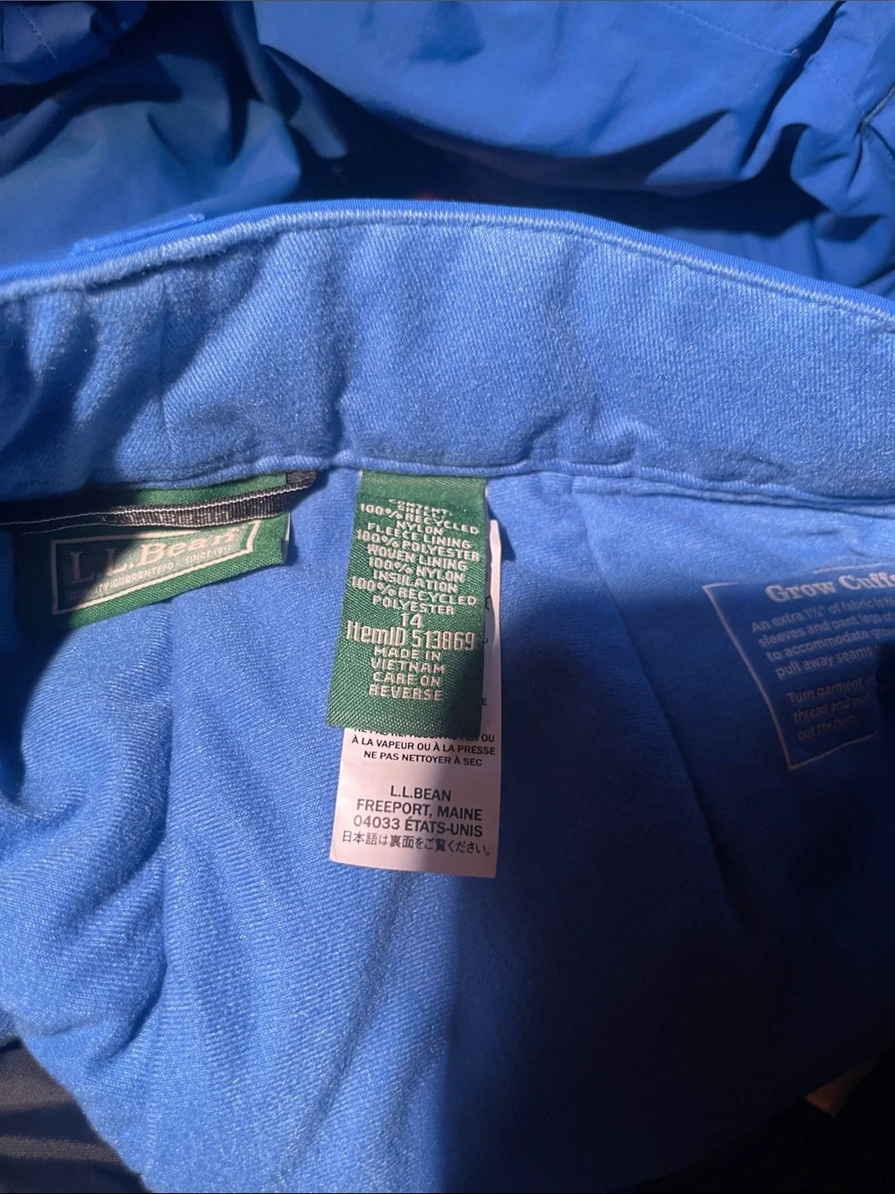 L.L. Bean Kids Royal Blue Snow Pants size 14